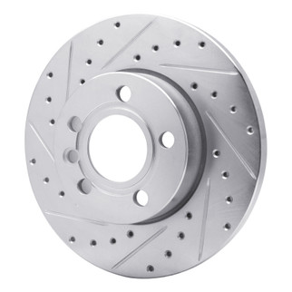 R1 96-00 Volkswagen EuroVan Front Left Drilled & Slotted Silver Brake Rotor