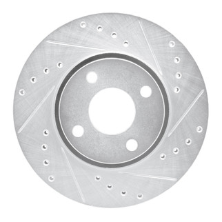 R1 98-04 Ford CONTOUR Front Right Drilled & Slotted Silver Brake Rotor