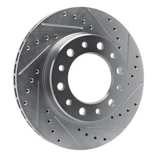 R1 76-89 Toyota Land Cruiser Front Right Drilled & Slotted Silver Brake Rotor