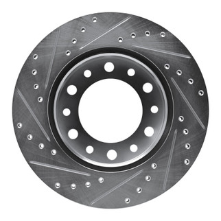 R1 76-89 Toyota Land Cruiser Front Right Drilled & Slotted Silver Brake Rotor