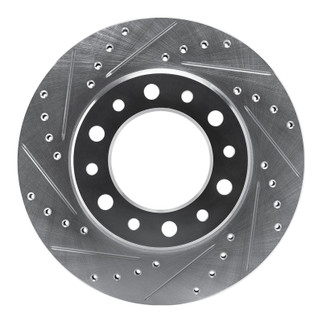 R1 76-89 Toyota Land Cruiser Front Left Drilled & Slotted Silver Brake Rotor