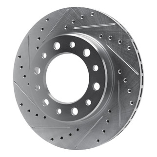 R1 76-89 Toyota Land Cruiser Front Left Drilled & Slotted Silver Brake Rotor