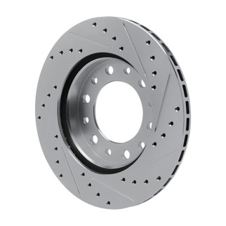 R1 76-89 Toyota Land Cruiser Front Left Drilled & Slotted Silver Brake Rotor