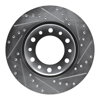 R1 76-89 Toyota Land Cruiser Front Left Drilled & Slotted Silver Brake Rotor