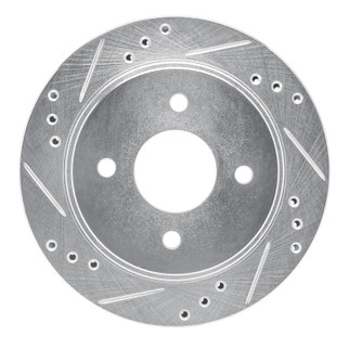R1 95-04 Ford CONTOUR Rear Left Drilled & Slotted Silver Brake Rotor