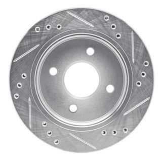 R1 95-04 Ford CONTOUR Rear Left Drilled & Slotted Silver Brake Rotor