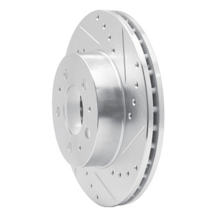 R1 95-97 Ford Crown Victoria Front Right Drilled & Slotted Silver Brake Rotor