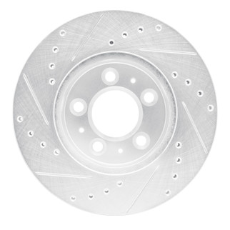 R1 95-97 Ford Crown Victoria Front Right Drilled & Slotted Silver Brake Rotor