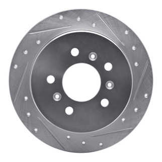 R1 06-10 Buick LaCrosse Rear Right Drilled & Slotted Silver Brake Rotor