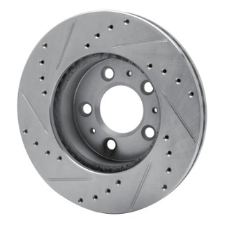 R1 95-97 Ford Crown Victoria Front Left Drilled & Slotted Silver Brake Rotor