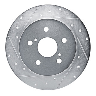 R1 18-22 Toyota C-HR Rear Left Drilled & Slotted Silver Brake Rotor