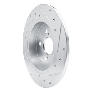 R1 19-25 Toyota Corolla (US/Canada) Rear Left Drilled & Slotted Silver Brake Rotor