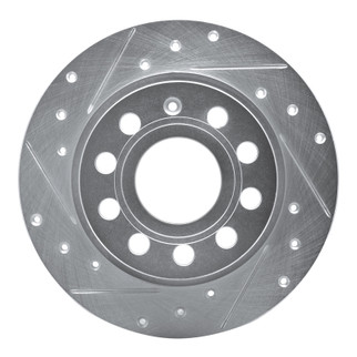 R1 10-19 Audi A3 Rear Left Drilled & Slotted Silver Brake Rotor