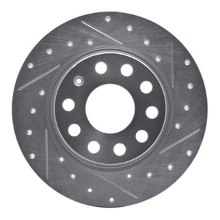 R1 05-25 Audi A3 Rear Right Drilled & Slotted Silver Brake Rotor