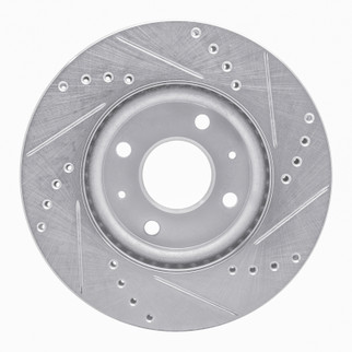 R1 87-94 Mazda 323 Rear Left Drilled & Slotted Silver Brake Rotor