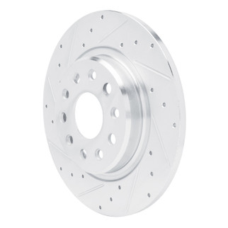 R1 22-25 Jeep Grand Cherokee Rear Left Drilled & Slotted Silver Brake Rotor