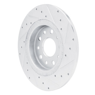 R1 22-25 Jeep Grand Cherokee Rear Left Drilled & Slotted Silver Brake Rotor