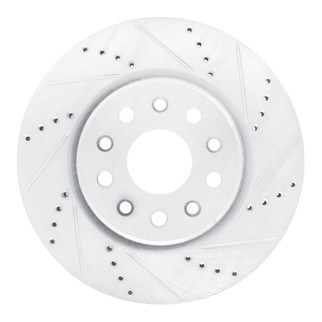 R1 22-25 Jeep Grand Cherokee Front Right Drilled & Slotted Silver Brake Rotor