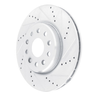 R1 22-25 Jeep Grand Cherokee Front Right Drilled & Slotted Silver Brake Rotor