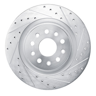 R1 21-25 Dodge Charger Daytona Rear Right Drilled & Slotted Silver Brake Rotor