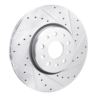 R1 21-25 Dodge Charger Daytona Front Right Drilled & Slotted Silver Brake Rotor