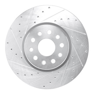 R1 21-25 Dodge Charger Daytona Front Left Drilled & Slotted Silver Brake Rotor