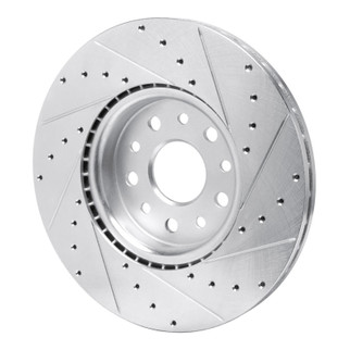 R1 21-25 Dodge Charger Daytona Front Left Drilled & Slotted Silver Brake Rotor