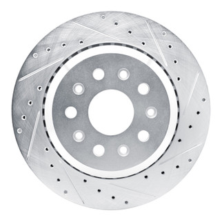 R1 20-25 Jeep Gladiator Rear Right Drilled & Slotted Silver Brake Rotor