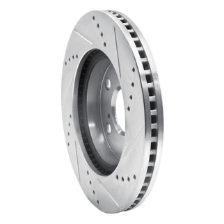 R1 06-18 Lexus HS250H Front Left Drilled & Slotted Silver Brake Rotor
