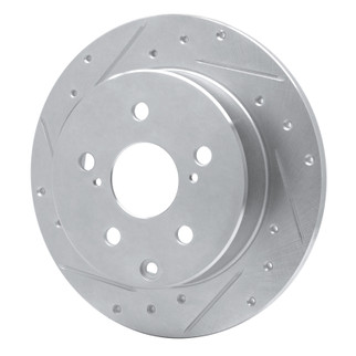R1 06-18 Lexus HS250H Rear Left Drilled & Slotted Silver Brake Rotor