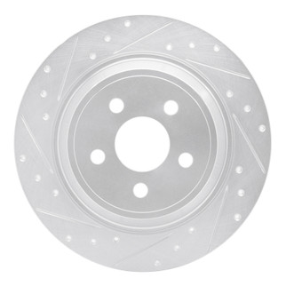 R1 15-24 Ford Edge Rear Left Drilled & Slotted Silver Brake Rotor