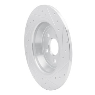 R1 15-24 Ford Edge Rear Left Drilled & Slotted Silver Brake Rotor