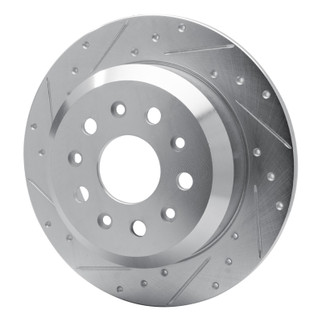 R1 18-25 Jeep Wrangler Rear Left Drilled & Slotted Silver Brake Rotor