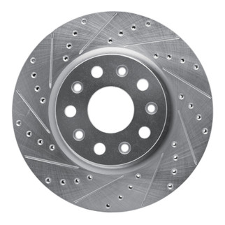 R1 18-25 Jeep Wrangler Front Left Drilled & Slotted Silver Brake Rotor