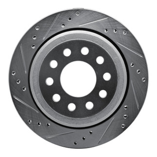 R1 03-11 Lincoln Town Car Rear Left Drilled & Slotted Silver Brake Rotor