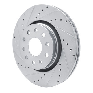 R1 18-25 Jeep Wrangler Front Left Drilled & Slotted Silver Brake Rotor