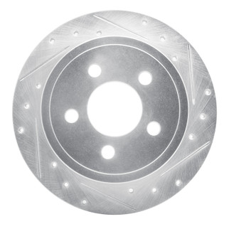 R1 03-07 Jeep Liberty Rear Right Drilled & Slotted Silver Brake Rotor