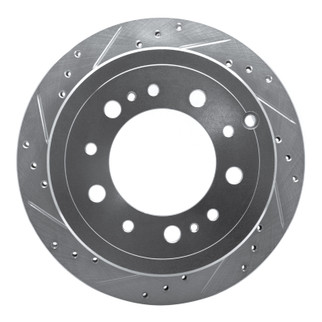 R1 98-07 Lexus LX470 Rear Left Drilled & Slotted Silver Brake Rotor
