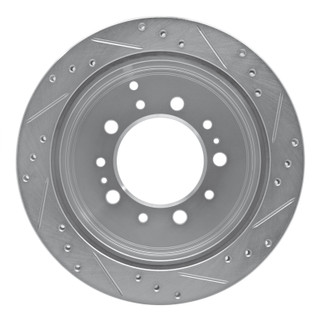 R1 98-07 Lexus LX470 Rear Left Drilled & Slotted Silver Brake Rotor