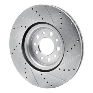 R1 14-25 Alfa Romeo Tonale Front Left Drilled & Slotted Silver Brake Rotor
