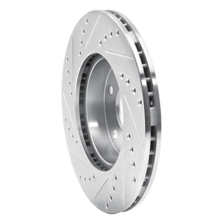 R1 91-97 Toyota Previa Front Right Drilled & Slotted Silver Brake Rotor
