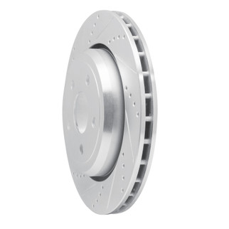 R1 12-25 Dodge Durango Rear Left Drilled & Slotted Silver Brake Rotor