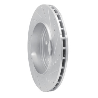 R1 12-25 Dodge Durango Rear Left Drilled & Slotted Silver Brake Rotor
