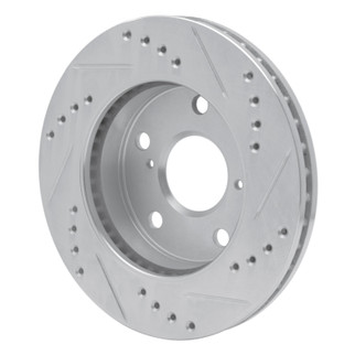R1 91-94 Toyota Previa Front Left Drilled & Slotted Silver Brake Rotor