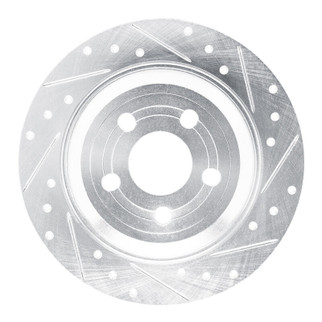 R1 22-25 Ford Maverick Rear Right Drilled & Slotted Silver Brake Rotor