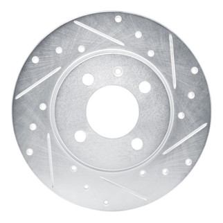 R1 84-97 Audi Coupe Front Right Drilled & Slotted Silver Brake Rotor