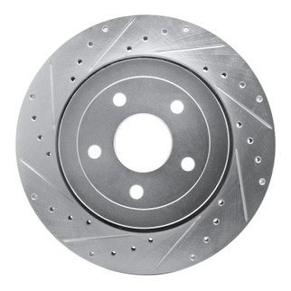 R1 06-10 Jeep Grand Cherokee Rear Left Drilled & Slotted Silver Brake Rotor