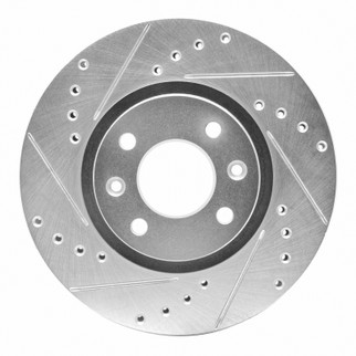 R1 88-89 Eagle Medallion Front Left Drilled & Slotted Silver Brake Rotor