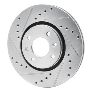 R1 88-89 Eagle Medallion Front Left Drilled & Slotted Silver Brake Rotor