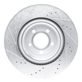 R1 20-25 Ford Explorer Front Right Drilled & Slotted Silver Brake Rotor